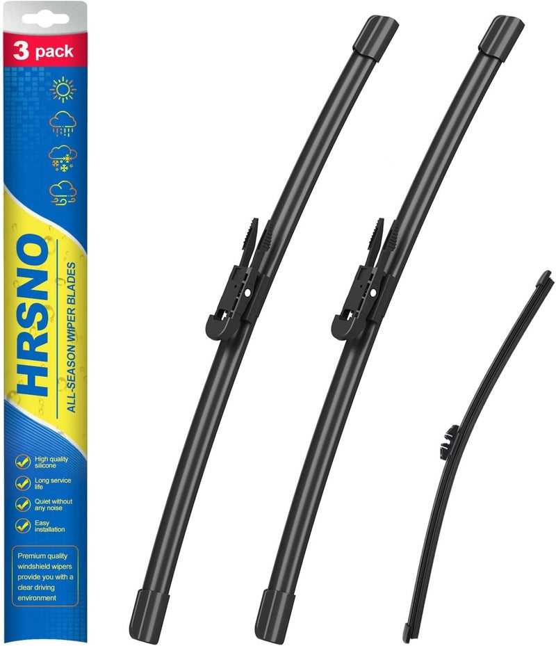 HRSNO 24"+22" Windshield Wipers With 15" Rear Wiper Blade Sets Automotive Replacement for Volvo XC90 2007-2010,Easy For Installation (Pack of 3) - Image 1